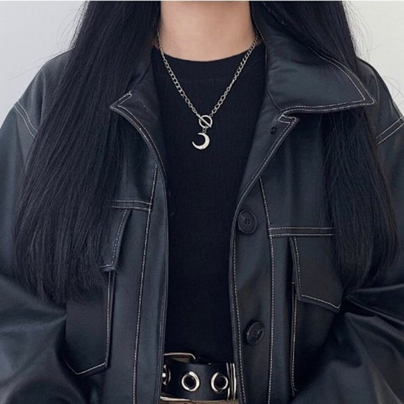 Chunky Moon Chain Statement Necklace - Picture 3 of 4